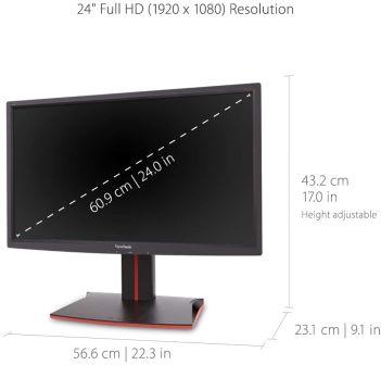 ViewSonic XG2401 24 Inch 1080p 1ms 144 Hz Gaming Monitor with FreeSync Premium Eye Care Advanced Ergonomics HDMI and DP